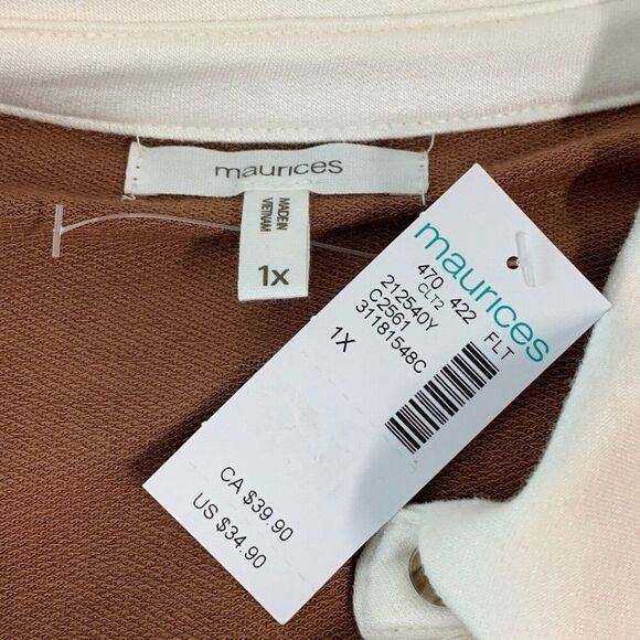 Maurices Rugby Henly Tee sz 1X Plus Shirt Colorblock Long Sleeve New NWT - Picture 5 of 7